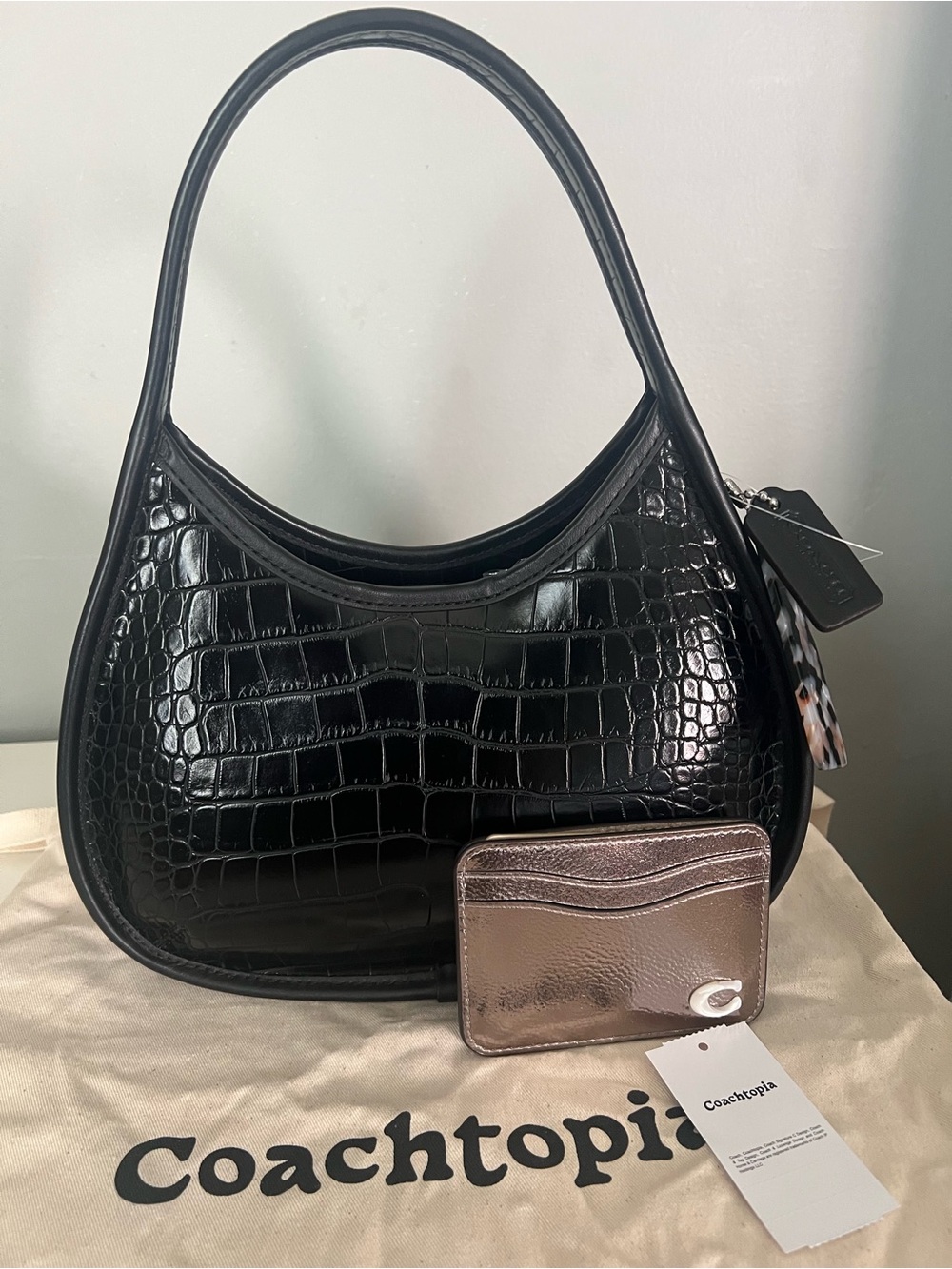 Coach Ergo Bag In Croc-Embossed Coachtopia Leather & Card Holder